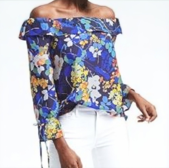 Banana Republic Off Shoulder Colorful Floral Blouse - Picture 10 of 10